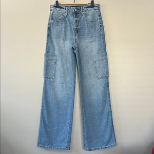 Blue Revival Wide Leg Cargo Pocket High‎ Rise Jeans Size 26 Blue